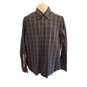 Joseph's Cloak Italian Made Plaid Long Sleeve Shirt. Size Large